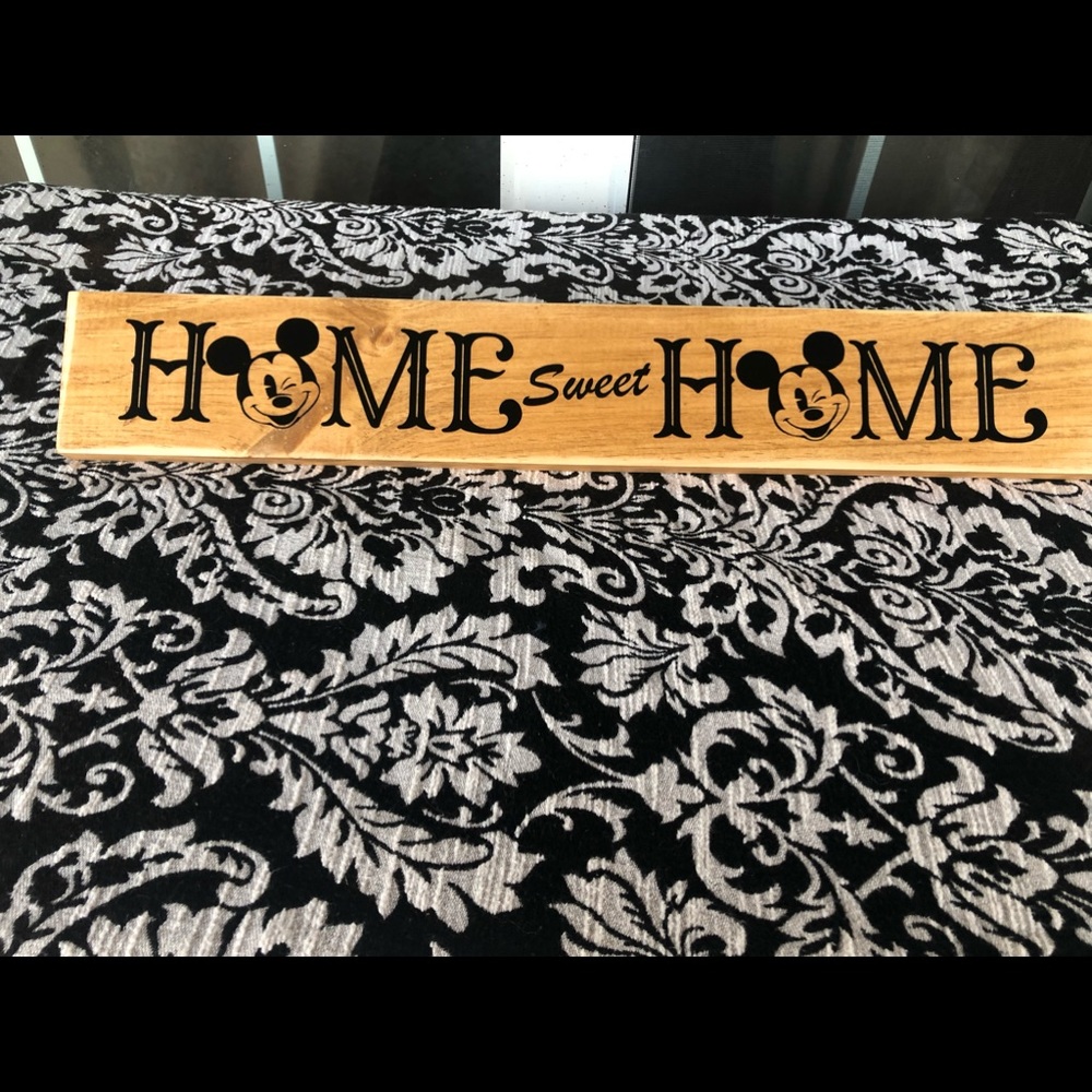 Wood sign Home sweet Home with Mickey Mouse